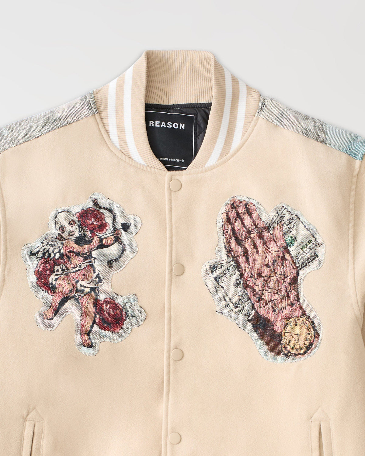 Cherub Tapestry Varsity Jacket - Khaki