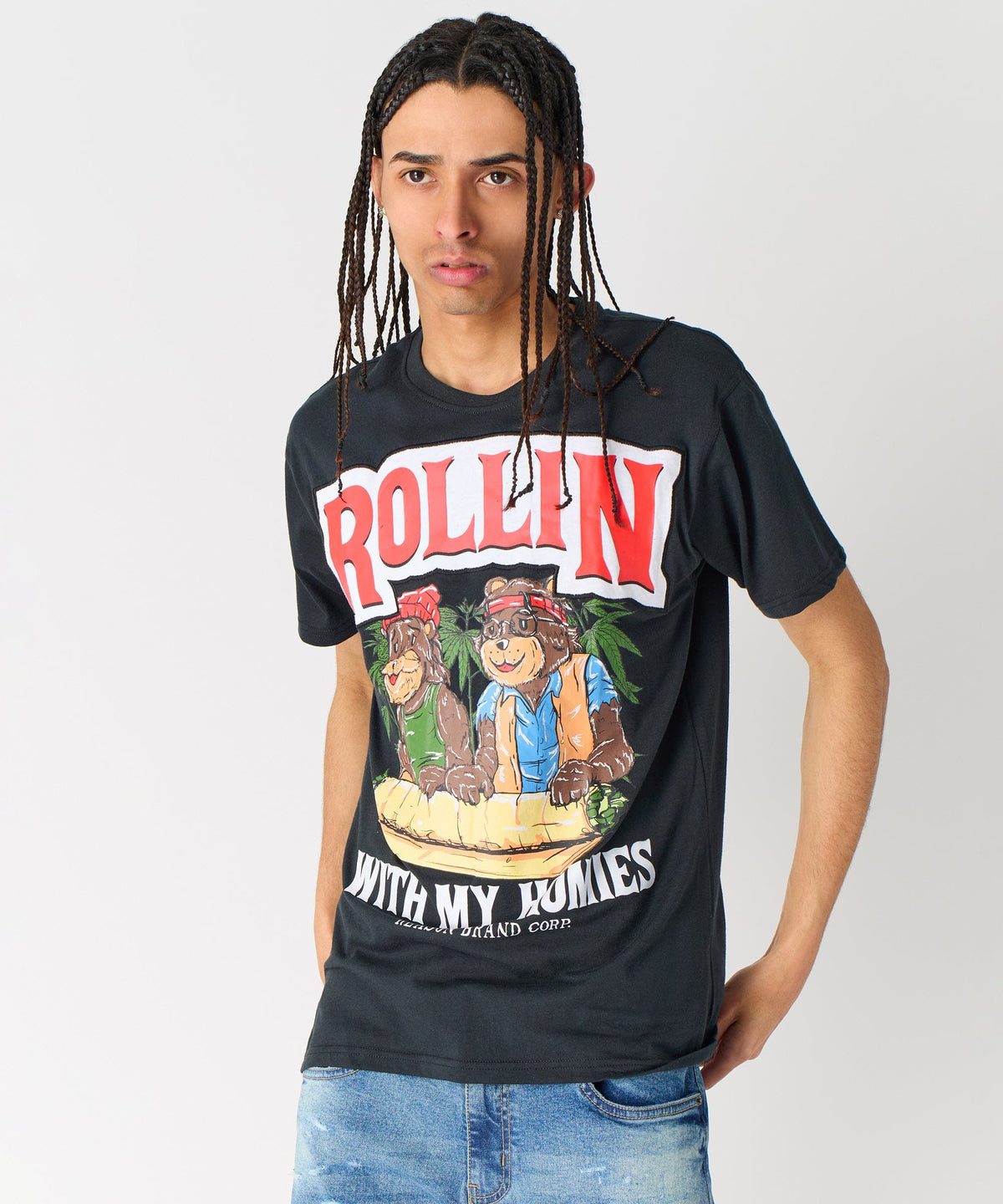 Cheech & Chong Keep Rollin On Graphic Short Sleeve Tee - Black