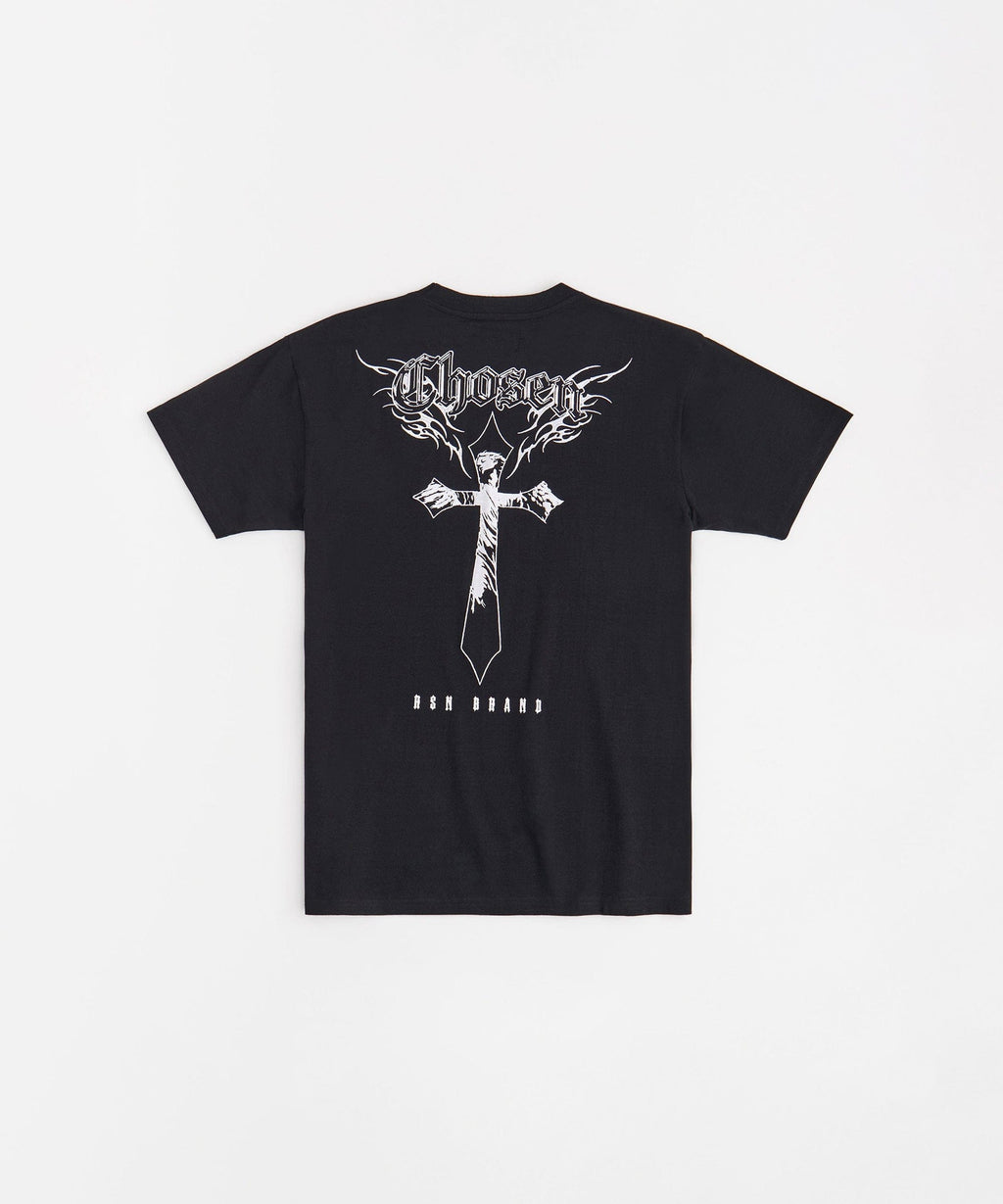 Chosen Embroidered Cross Short Sleeve Tee - Black
