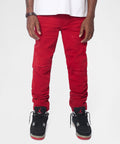 Classic Denim Ripped Skinny Jeans - Red
