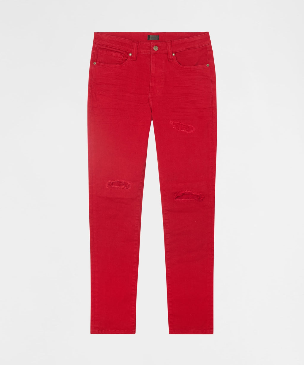 Classic Denim Ripped Skinny Jeans - Red