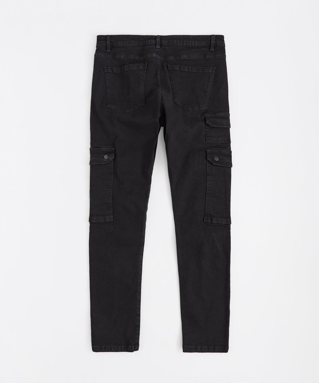 Classic Distressed Cargo Pants - Black